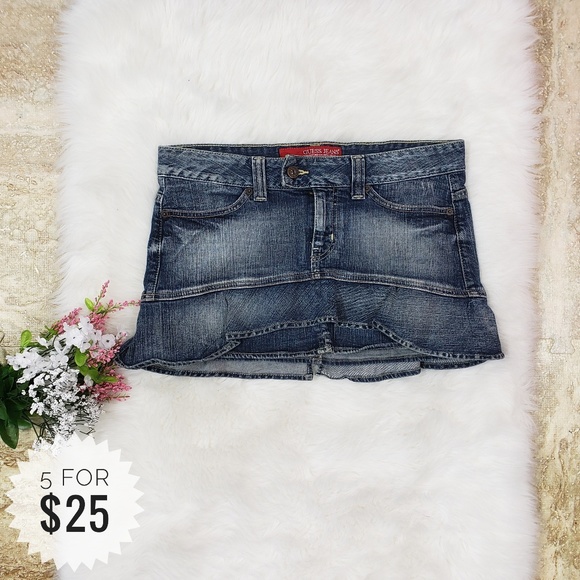 Guess Dresses & Skirts - Guess Jean Mini Skirt Ruffles Size 27 A30